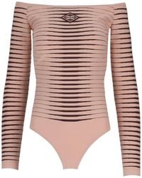 Elisabetta Franchi - Striped Off-Shoulder Top - Lyst