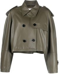 Closed - Cropped Leather Trench Jacket - Lyst