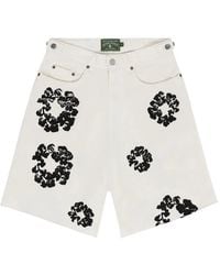 DENIM TEARS - Wreath-Print Denim Shorts - Lyst