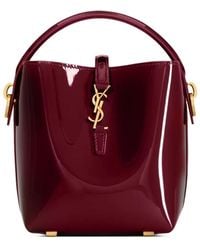 Saint Laurent - Mini Le 37 Patent-leather Bucket Bag - Lyst