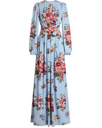 Dolce & Gabbana - Flora-Printl Belted Maxi Dress - Lyst