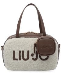 Liu Jo - Logo-Patch Faux-Shearling Tote Bag - Lyst