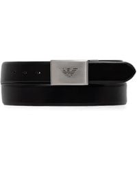 Emporio Armani - Logo-Plaque Leather Belt - Lyst