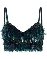Alberta Ferretti - Top Met Pailletten En V-Hals - Lyst