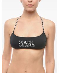 KARL LAGERFELD - Halterneck Logo-Print Bikini Top - Lyst