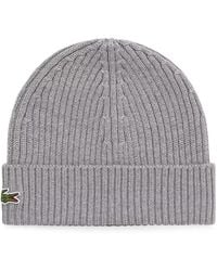 Lacoste - Rib Knit Brushed Wool Beanie - Lyst