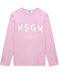MSGM - Logo-Print Long-Sleeve T-Shirt - Lyst