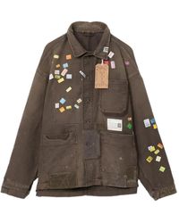 Maison Mihara Yasuhiro - Price Tag Sticker Printed Repair Coverall Shirt - Lyst