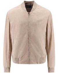 BOSS - Leather Bomber Jacket - Lyst