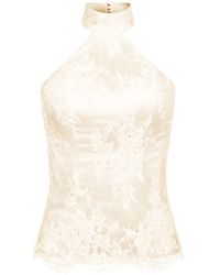 ALEXIA & ANTONIA - Embellished Lace Halter Top - Lyst