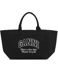 Ganni - Organic Cotton Xxl Tote Bag - Lyst