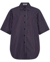 Another Tomorrow - Striped Short-Sleeve Shirt - Lyst