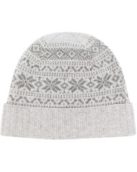 Eleventy - Fair-Isle Knitted Cashmere Beanie Hat - Lyst