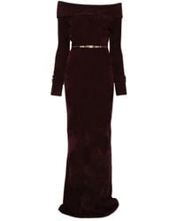 Elisabetta Franchi - Off-The-Shoulder Belted Dress - Lyst