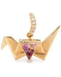 Aurelie Bidermann - 18Kt Origami Sapphire And Diamond Pendant - Lyst