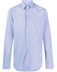 Canali - Pinstripe-pattern Curved-hem Shirt - Lyst