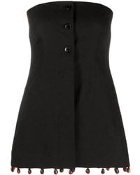 Ganni - Beaded-Hem Strapless Top - Lyst