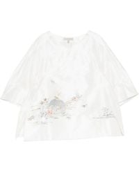 Shiatzy Chen - Embroidered Silk Satin Top - Lyst
