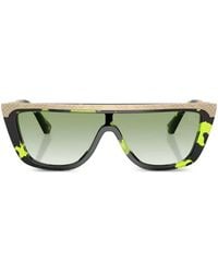 Burberry - Check-Engraved Shield-Frame Sunglasses - Lyst