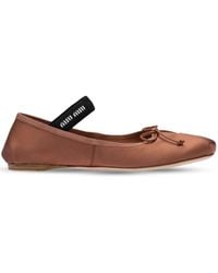 Miu Miu - Satin Slip-On Ballerina Shoes - Lyst