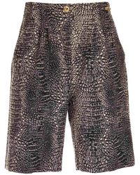 Just Cavalli - Crocodile-Effect High-Waisted Shorts - Lyst