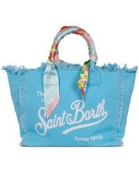 MC2 Saint Barth - Vanity Scarf-Embellished Fringed-Trim Tote Bag - Lyst