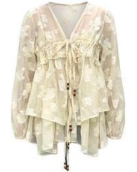EPINGLER - Floral-Motif Ruffled Cardigan - Lyst