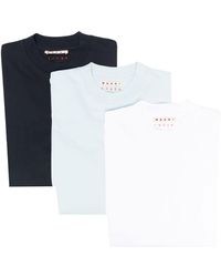 Marni - Three-pack Logo-embroidered Cotton T-shirts - Lyst