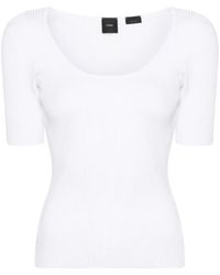 Pinko - Embroidered-Logo U-Neck T-Shirt - Lyst