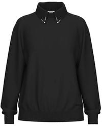 Liu Jo - Knit With Detail Poplin Sweater - Lyst