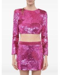 retroféte - Leanne Sequin-Embellished Cropped Top - Lyst