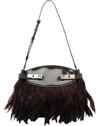 Ferragamo - Hug Soft Feather-Trimmed Leather Shoulder Bag - Lyst