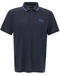 EA7 - Contrast-Trim Logo Polo Shirt - Lyst