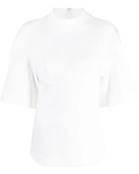 ALESSANDRO VIGILANTE - Funnel-Neck Short-Sleeve Blouse - Lyst