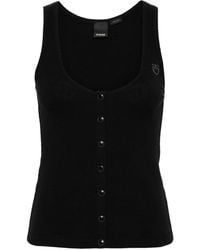 Pinko - Dogville Ribbed Cotton Top With Buttons - Lyst