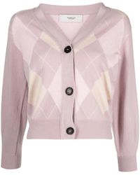 Pringle of Scotland - Argyle-Check Fine-Knit Cardigan - Lyst