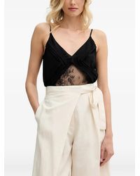 Sisley - Lace-Panelled Pleated Camisole Top - Lyst