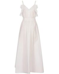 P.A.R.O.S.H. - Ruffled-Trim Belted Maxi Dress - Lyst