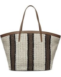 Brunello Cucinelli - Striped Woven Tote Bag - Lyst