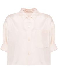 Twp - Folded-sleeve Cropped Silk Shirt - Lyst