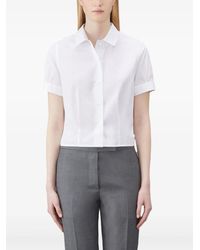 Thom Browne - Cropped Blouse Met Franse Cuffs - Lyst