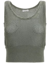 Brunello Cucinelli - Open-Knit Sequin-Embellished Top - Lyst