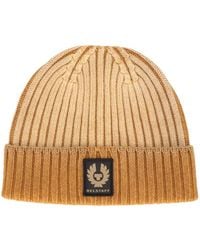 Belstaff - Logo-Patch Ribbed-Knit Beanie Hat - Lyst