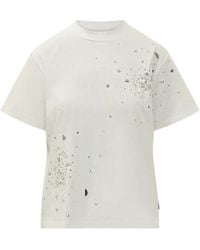 Des Phemmes - T-Shirt À Ornements En Cristal - Lyst