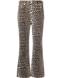 Ganni - Betzy Leopard Cropped Jeans - Lyst