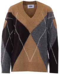 Alpha Studio - Argyle Intarsia V-Neck Sweater - Lyst