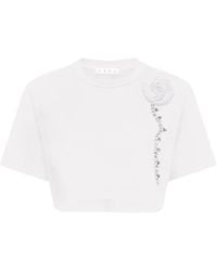 Area - ビジュートリム クロップドtシャツ - Lyst