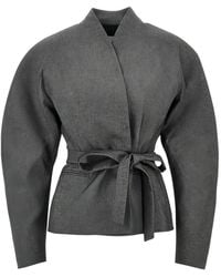ANDAMANE - Belted Puff-Sleeve Jacket - Lyst