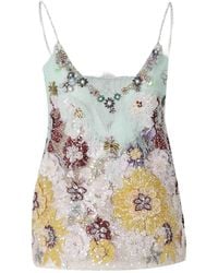 Costarellos - Embroidered Lace Sequin Top - Lyst