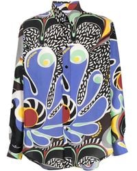 Moschino - Graphic-Print Button-Up Silk Shirt - Lyst